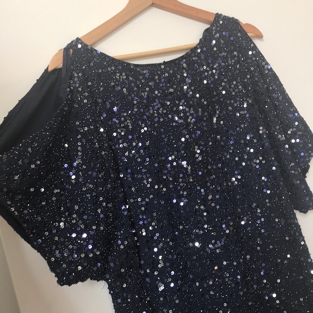 Aiden Mattox navy sparkling cocktail dress